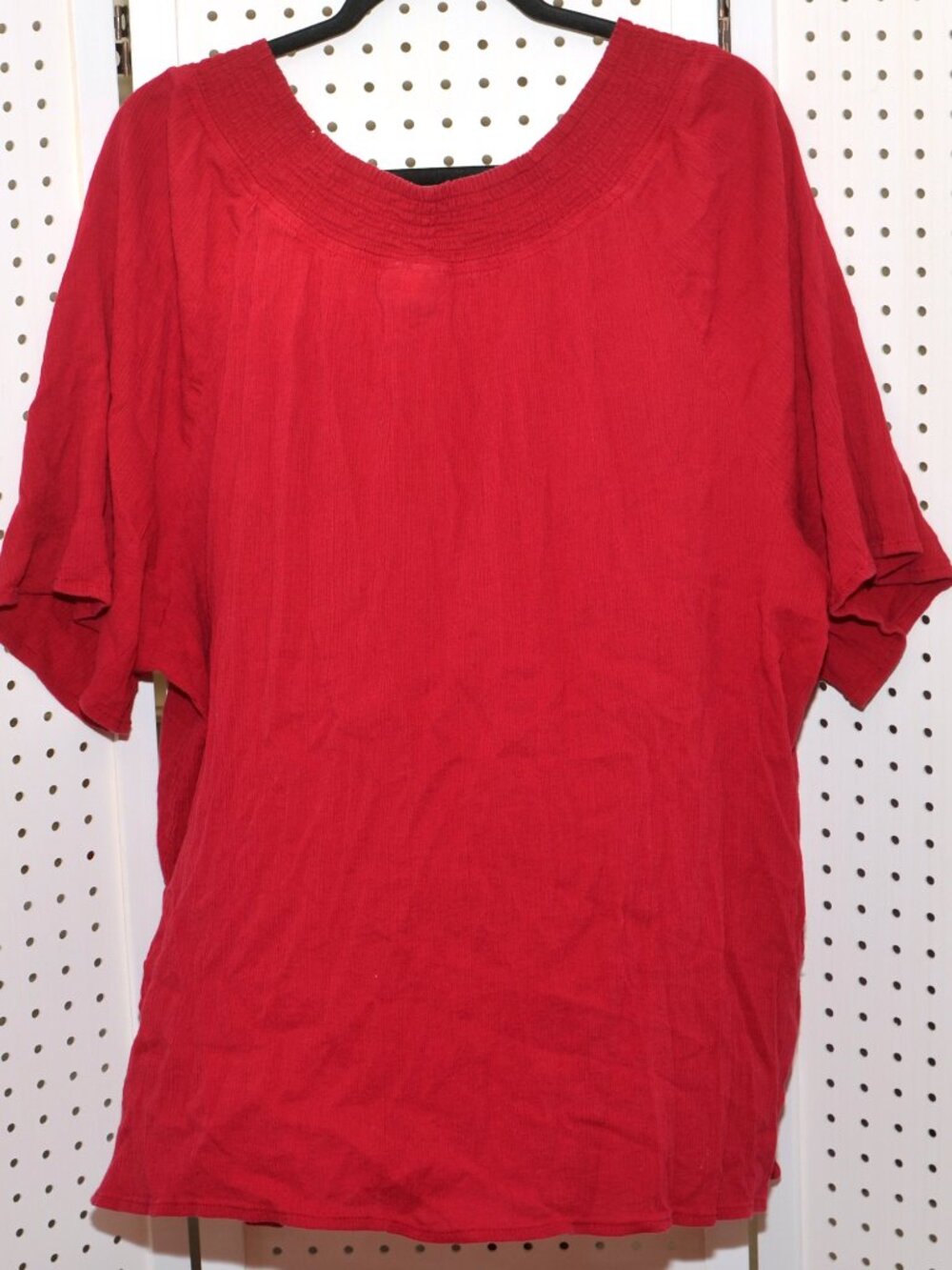 Plus Size 5X Catherines Cotton Red Peasant Style Blouse - Embroidery & Tassels - Picture 7 of 8